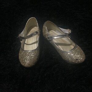 Gold Glitter Dress Shoes with Straps